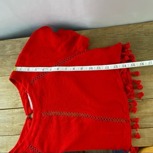 Forever 21 red open back cropped top with tassels, M - Picture 6 of 6